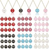 Henoyso 72 Pieces Zodiac Sign Charms Metal Round Double Sided Pendants Twelve Pendants for DIY Bangles Jewelry Making Accessories (Mixed Colors)