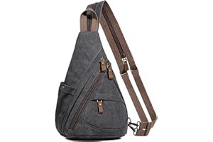 KL928 Canvas Sling Bag - Small Crossbody Backpack Shoulder Casual Daypack Rucksack for Men Women(Large Version)