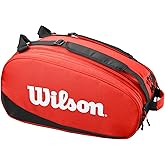 WILSON Tour Padel Bag - Holds up to 6 Paddles, Red/Black
