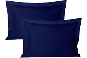 BEDSUM 100% Brushed Microfiber Standard Pillow Shams Set of 2, Super Soft and Cozy, Wrinkle, Fade, Stain Resistant 20x26 Oxford Pillowcases, 20x26 Inches, Navy Blue