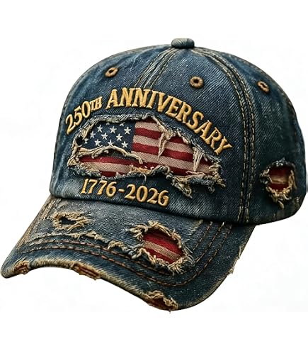 Amazon.com: 250th US Anniversary Distressed Denim Hat, 250th