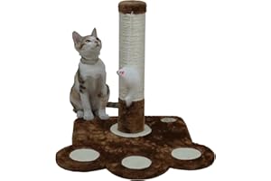 Go Pet Club Everyday Value 16in Small Sisal Covered Scratching Post Cat Tower Kitty Condo Kitten Furniture with Hanging Mouse for Indoor Cats, Brown