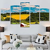 SIGNWIN 5 Panel Canvas Wall Art Modern Art Expressive Farmhouse/Country Landscape Mountain Top Multicolor Photography for Home Decorations Ready to Hang - 60