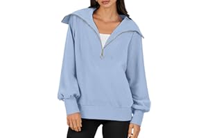 ANRABESS Women Quarter Zip Pullover Oversized Long Sleeve Half Zip Sweatshirts Fashion Trendy 2024 Fall Sweater Outfits