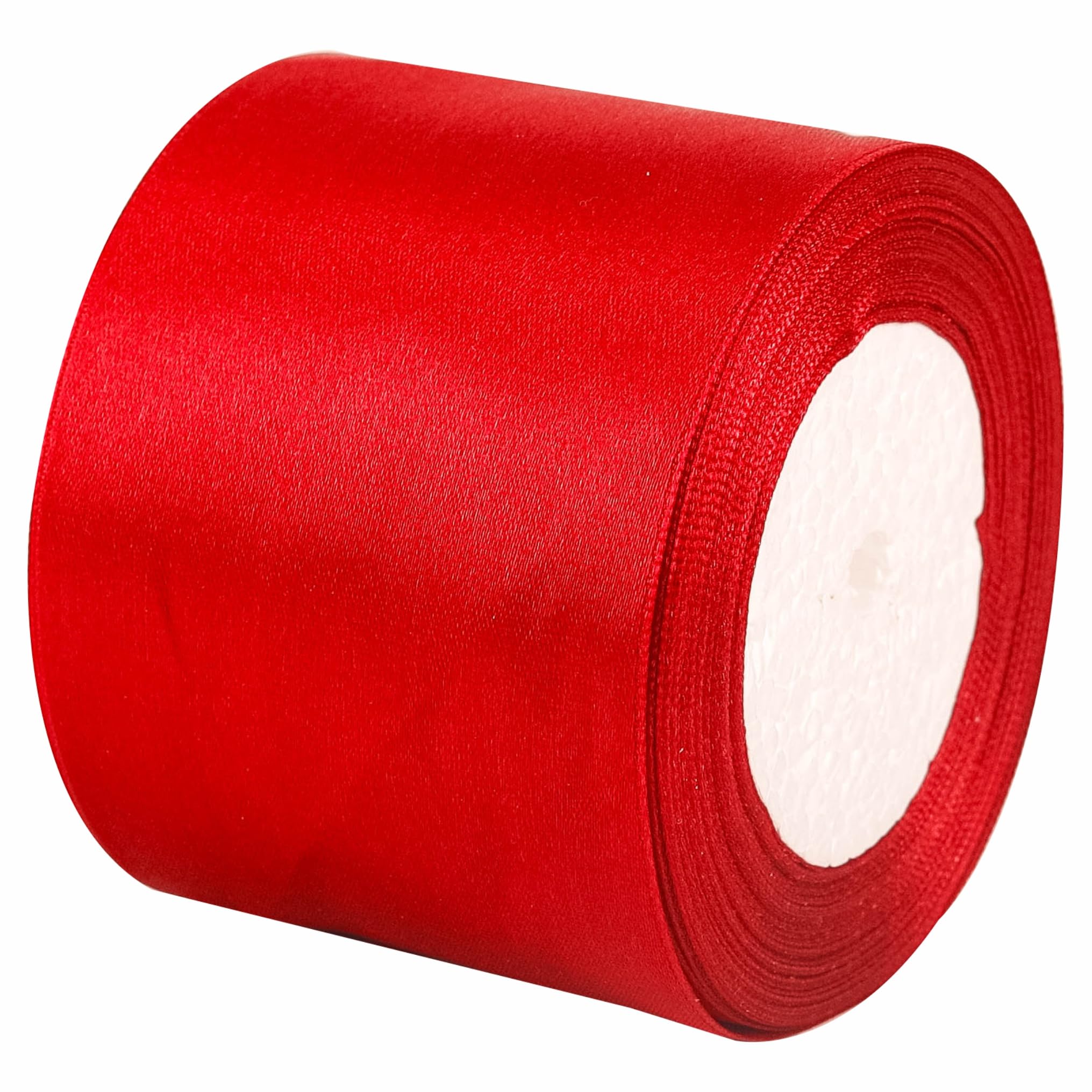 75mm Wide Red Solid Satin Ribbon for Gift Wrapping 22M Thick Ribbons Fabric 75mm for Christmas Day Decorative Ribbon, Gift Wrapping Ribbons for Crafting, Wedding Party Decoration