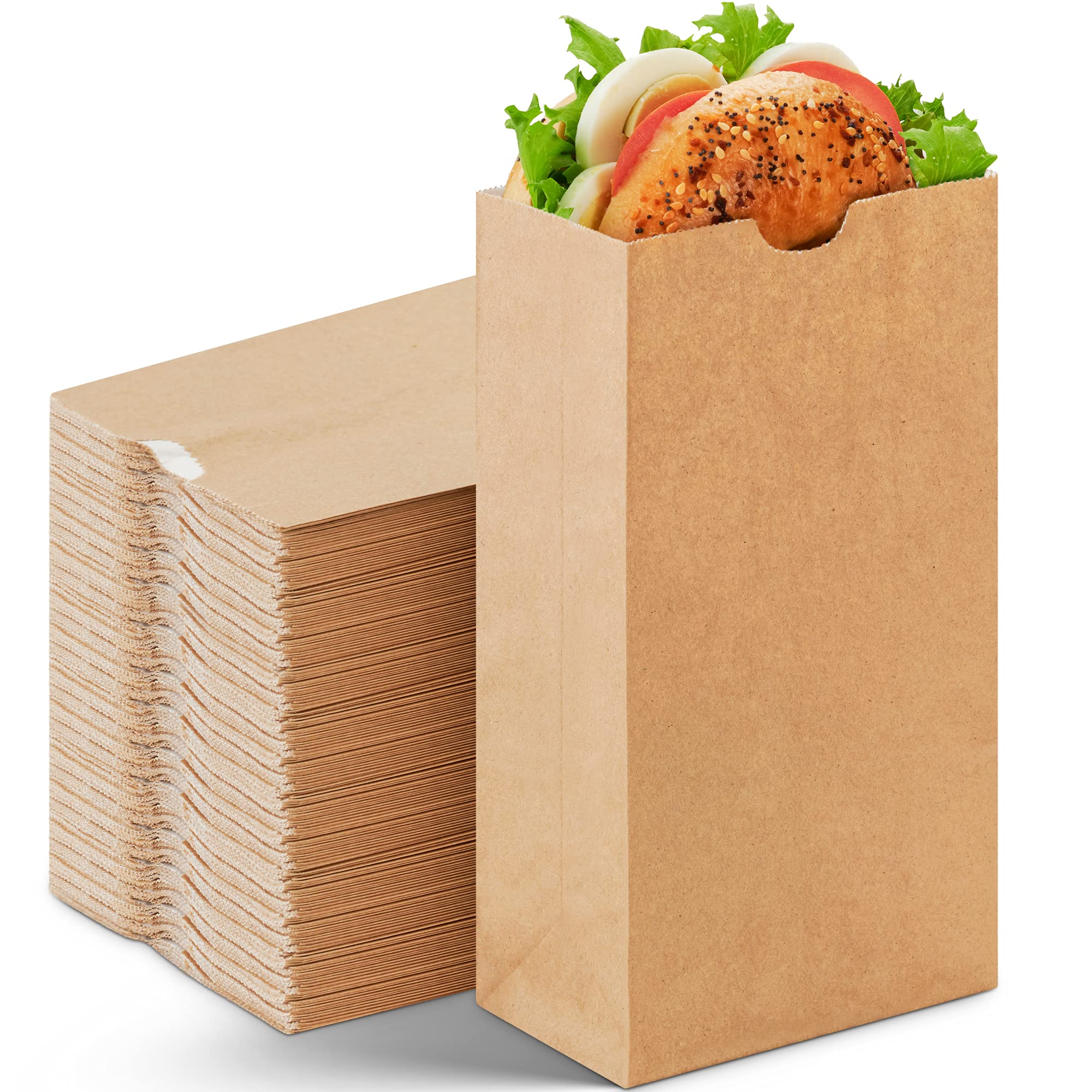 Culinware Brown Paper Bags Wax Lined 2 Lb – Grease Resistant Paper Bags for Sandwiches, Fries, Popcorn, Donuts and Creamy, Greasy Food – Ecofriendly Bulk Food Bags – 4.31 x 2.38 x 8.19 In - 250 Count