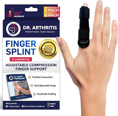 Dr. Arthritis Finger Splint Doctor Handbook Trigger Finger 2 Sizes Black L/XL