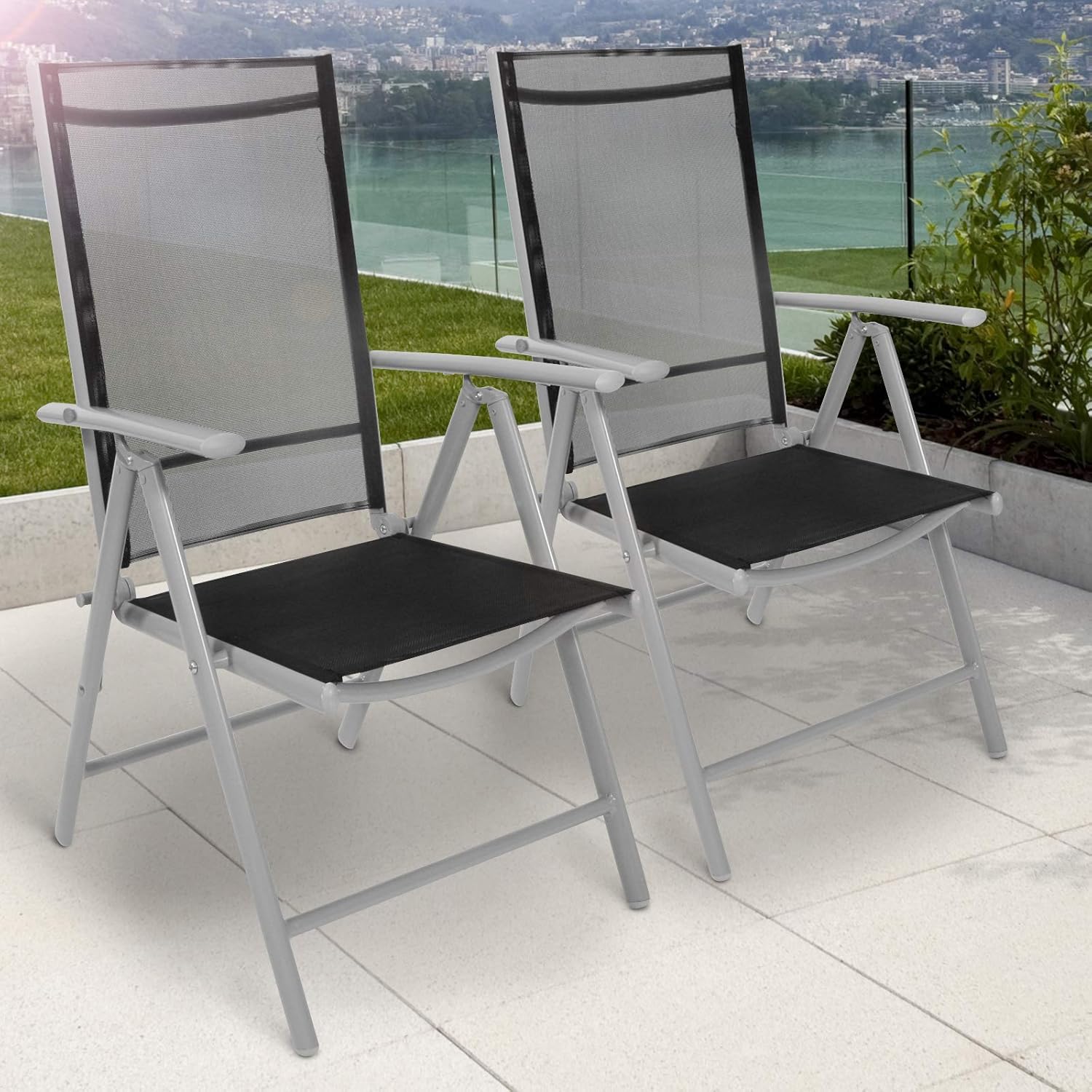 Juego De Aluminio Sillas De Jard iacute n Plegable Con Reposabrazos