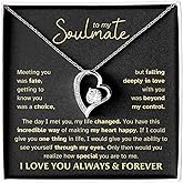 LEONADORA To My Soulmate Necklace For Women, Gifts For Girlfriend, Personalized Christmas Presents Best Birthday Meaningful Gift For Wife, Romantic Anniversary Jewelry for Her