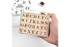 Dizdkizd 28-Piece Capital Letter Stamps, Cute Alphabet Rubber Stamp Set, Wooden Rubber Stamps Journaling Stamps Crafting Stamp for Scrapbooking, Envelope, Card Making