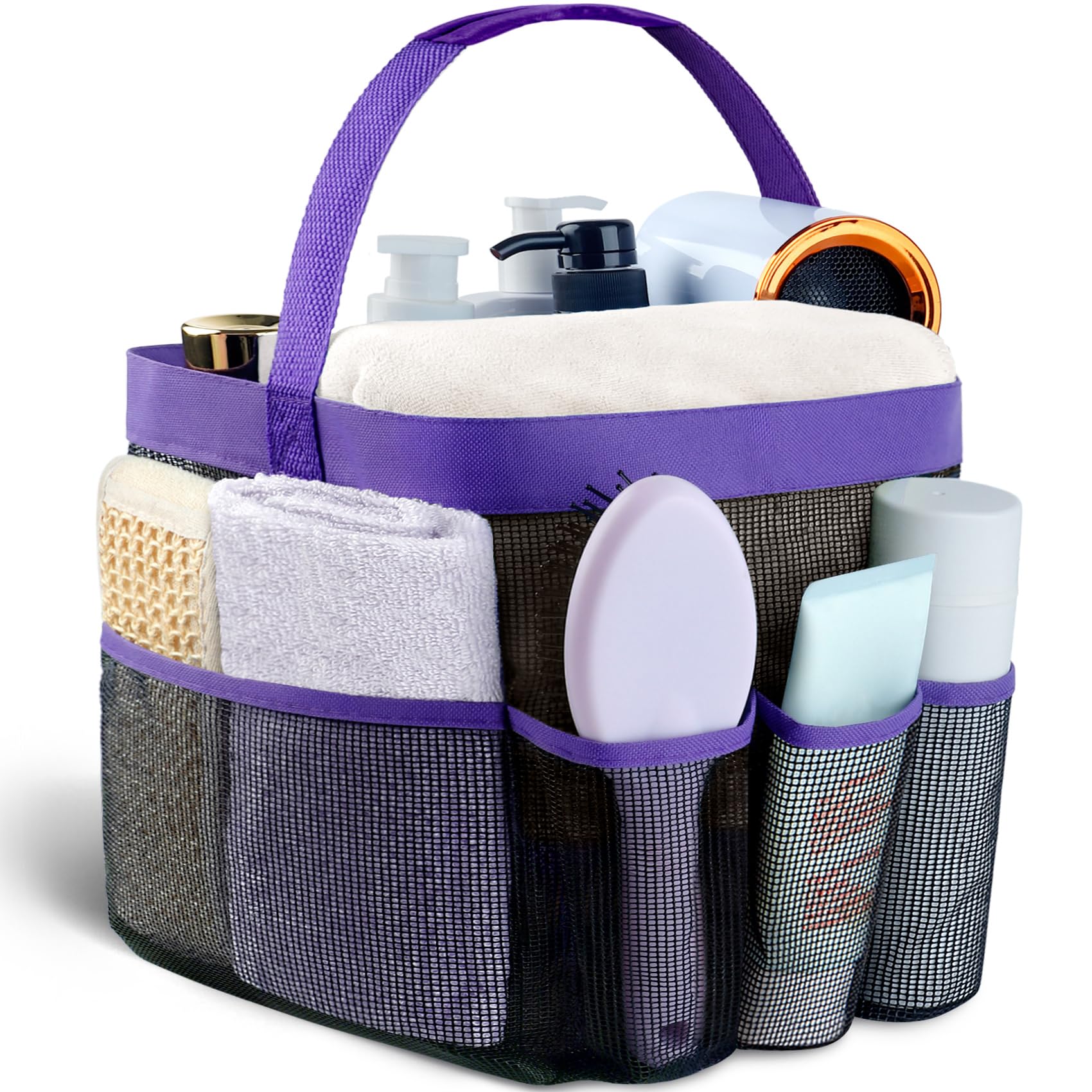 Photo 1 of Attmu Mesh Shower Caddy Portable for College Dorm Room Essentials with 8 Pockets, Hanging Shower Caddy Dorm Basket, Quick Dry Shower Bag for Bathroom