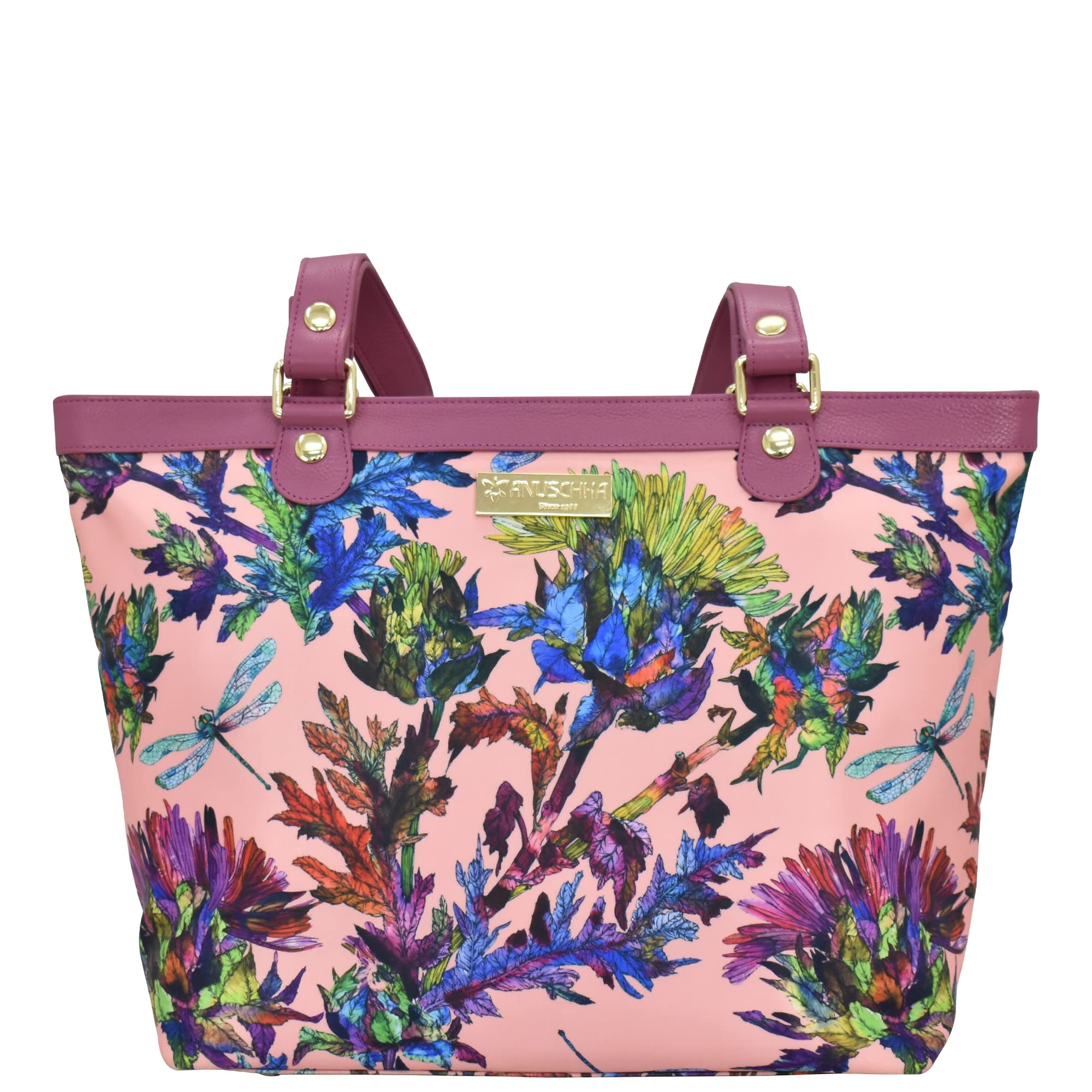 Anuschka Wanderlust Collection Zip Top City Tote - Nylon Tote Bags for Women - Dragonfly Garden