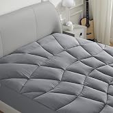 Sonive Queen Mattress Protector, Mattress Topper up to 21'' Deep Pocket | Soft Mattress Pad Microfiber Breathable Mattress Cover Machine Washable Grey