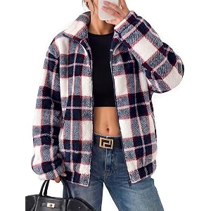 GRACE KARIN Womens Fleece Jacket Sherpa | Winter Zip Up Coats Teddy Jackets,Outwear Fall with pocket