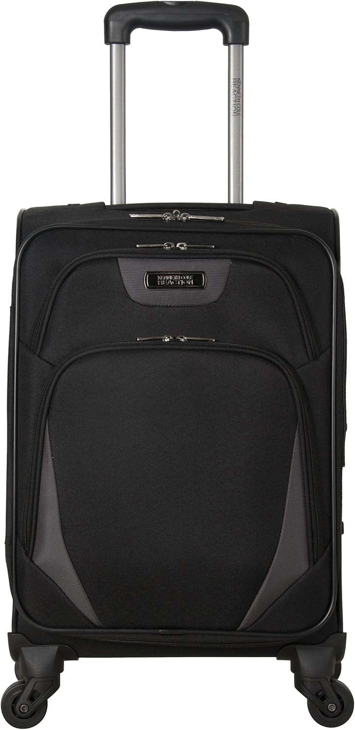 Kenneth Cole Reaction Going Places 20" 600d Polyester Expandable 4-Wheel Spinner Carry-on Luggage, Black