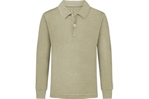 QBK Toddler to Youth Boys' Performance Golf Polo Kids Athletic Moisture Wicking Long Sleeve Shirts School Uniform