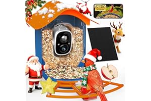 PeckCam® Smart Bird Feeder with Camera 2K HD Auto Detect & Notify, AI Identify 10000+ Birds Camera with Solar Panel 5 Perch Attachments Wireless Outdoor Birdwatching Gift for Birds Lover, Orange