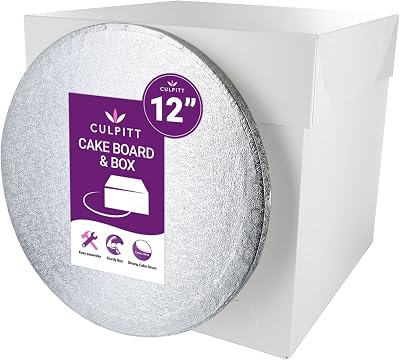 Culpitt 12" Round Silver Cake Drum & Tall White Box Set