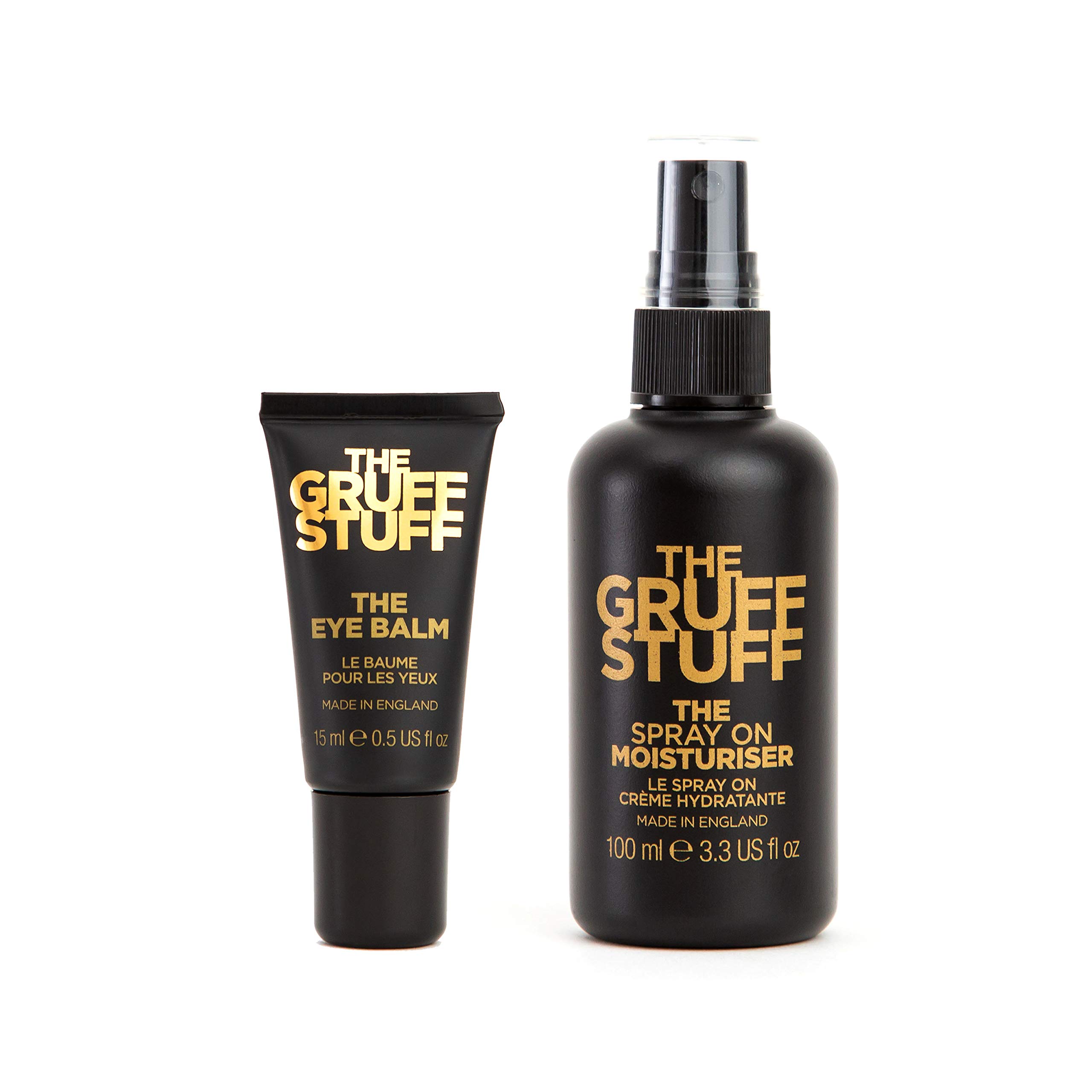 THE FACE SET - Anti-ageing Skincare Set with Face Moisturiser Spray and Brightening Eye Serum Balm, Vegan Friendly, Natural Formula, Gift for For Men & Women by THE GRUFF STUFF