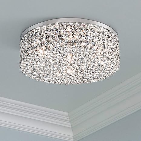 Velie Modern Ceiling Light Flush Mount Fixture Chrome Drum 12