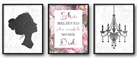 Teen Girl Room Wall Decor Art Prints Inspirational Wall Art Motivational Quotes Posters For Kids Tween Women Office Bedroom Dorm Cubicle Desk