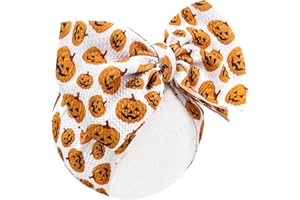 ONENINEDREAM Thanksgiving Hair Headbands - Baby Bows & Pumpkin Headband Set for Girls - Toddler Nylon Headbands - Orange & Black