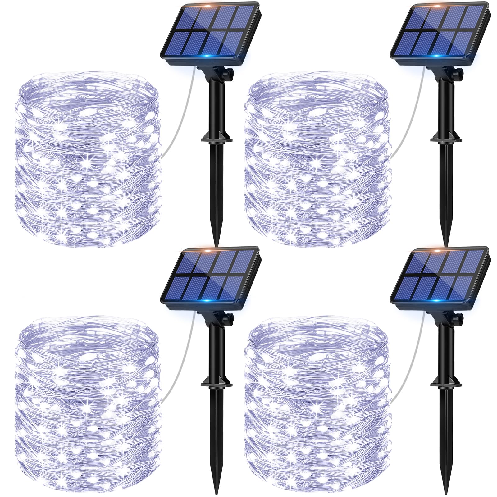 litogo 4 Pack Solar String Lights Outdoor, Total 48M/157 FT 480 LED Fairy Lights, 8 Modes Copper Wire Decorative Solar Powered Garden Light for Patio Party Wedding Xmas