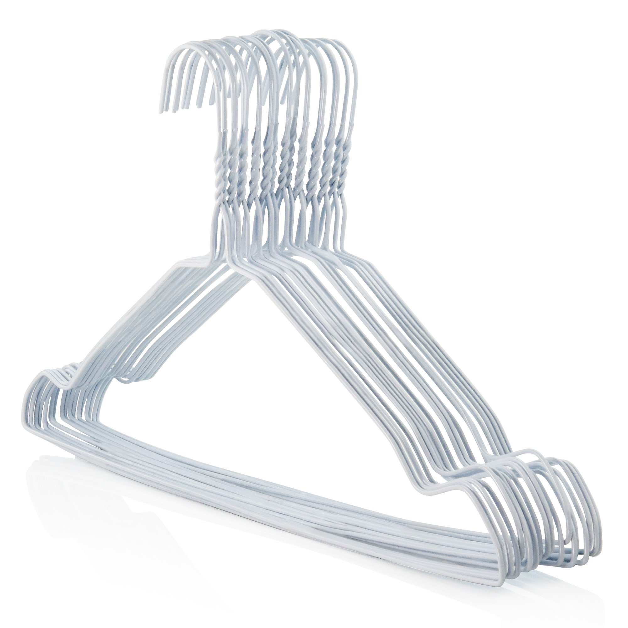 HANGERWORLD 50 Strong 41cm Metal 13 Gauge White Wire Remat Clothes Garment Notched Trouser Bar Hangers.