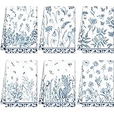 Redbaker 6 Pcs Floral Kitchen Towels Wildflower Print Dish Towels for Kitchen Absorbent Flower Butterfly Hand Decorative Set for Spring Holiday Bathroom Housewarming Gift(Trendy Color,Porcelain)