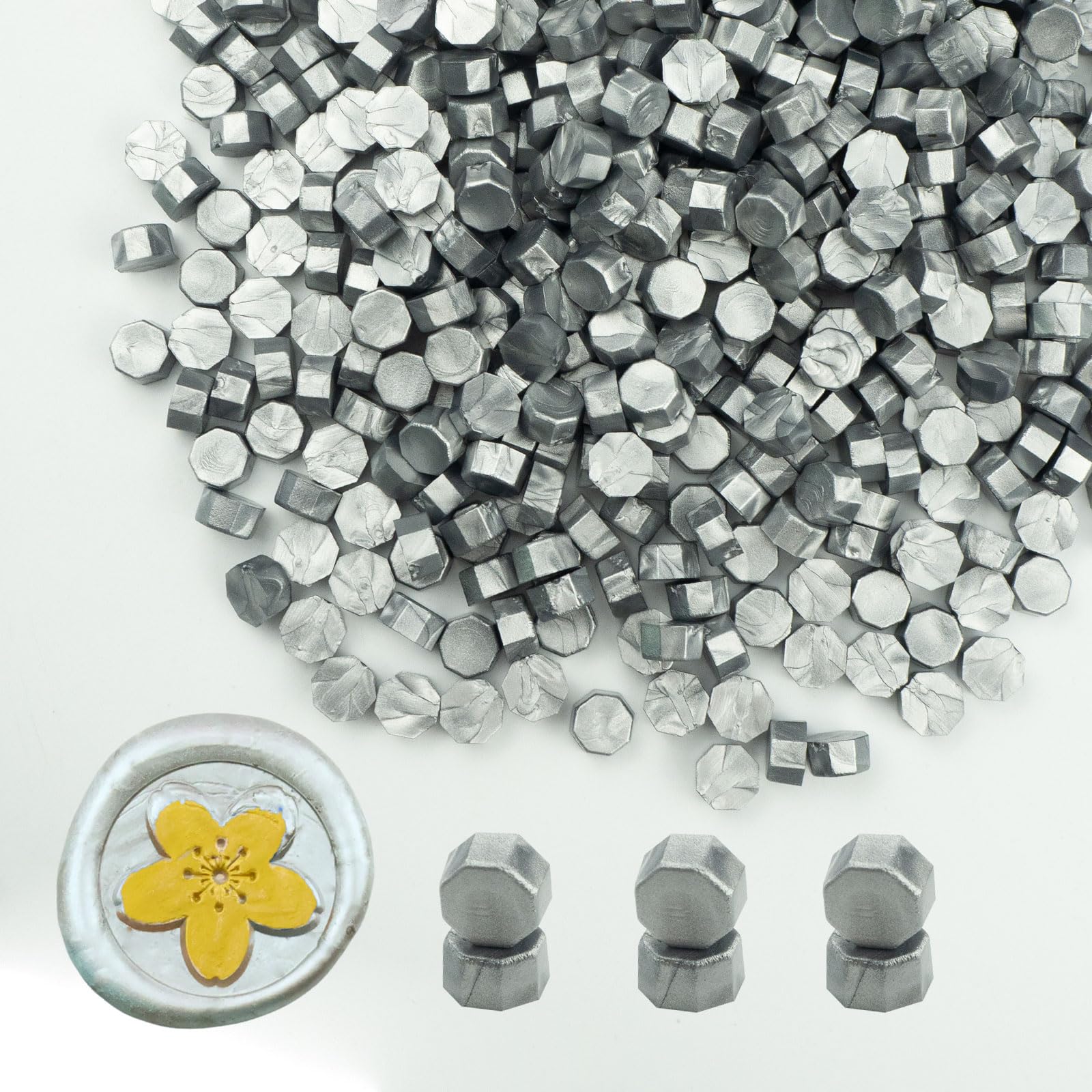 Ioggser Octagon Sealing Wax Beads for Wax Seal Stamp - 500PCs (Silver)