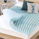 Best Price Mattress 4 Inch Egg Crate Memory Foam Mattress Topper with Cooling Gel Infusion, CertiPUR-US Certified, Twin, Dorm Essentials, Light Blue