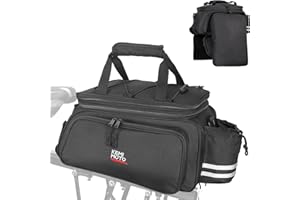 KEMIMOTO Bike Rear Rack Bag Bicycle Trunk Bag Expandable 10-20L Capacity Water Resistant Multifunctional Bicycle Pannier with Rain Cover Bike Saddle Bag for Rear Rack Shopping Commuter Cycling Trip