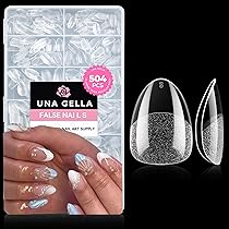 ÖHana nail UNA GELLA Extra Short Almond Nail Tips Full Cover 504PCS Gel