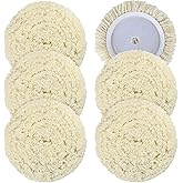 phepetroll 6 PCS Wool Buffing Polishing Pads - 7 Inch Natural Wool Cutting Pads with Hook and Loop Backing Compound & Polishing for Automotive Car Boats Glass Furniture Repair