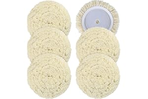 phepetroll 6 PCS Wool Buffing Polishing Pads - 7 Inch Natural Wool Cutting Pads with Hook and Loop Backing Compound & Polishing for Automotive Car Boats Glass Furniture Repair
