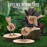 GloBrite Set of 3 Robin Garden Ornaments Hand-Painted Resin Outdoor view 2