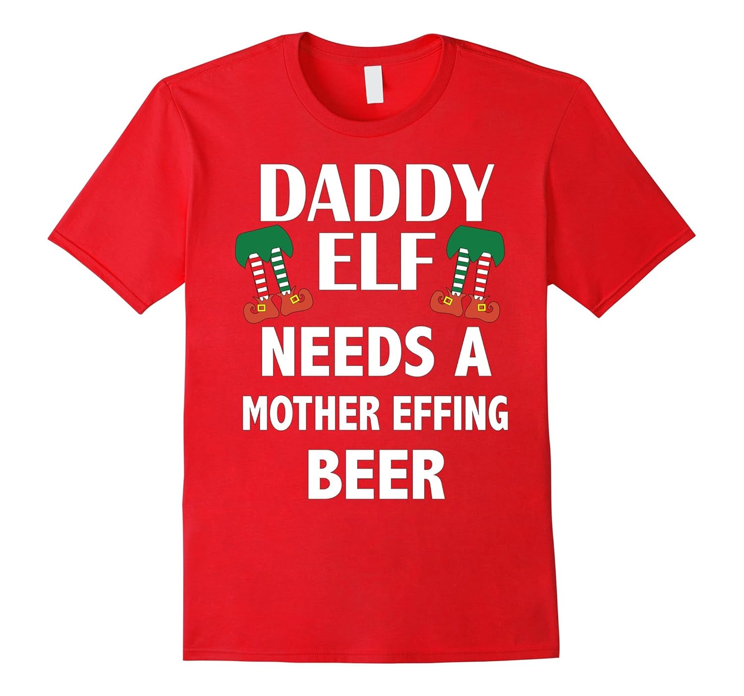 Funny Christmas TShirt Daddy Elf Needs A Effing Beer TShirt-Rose