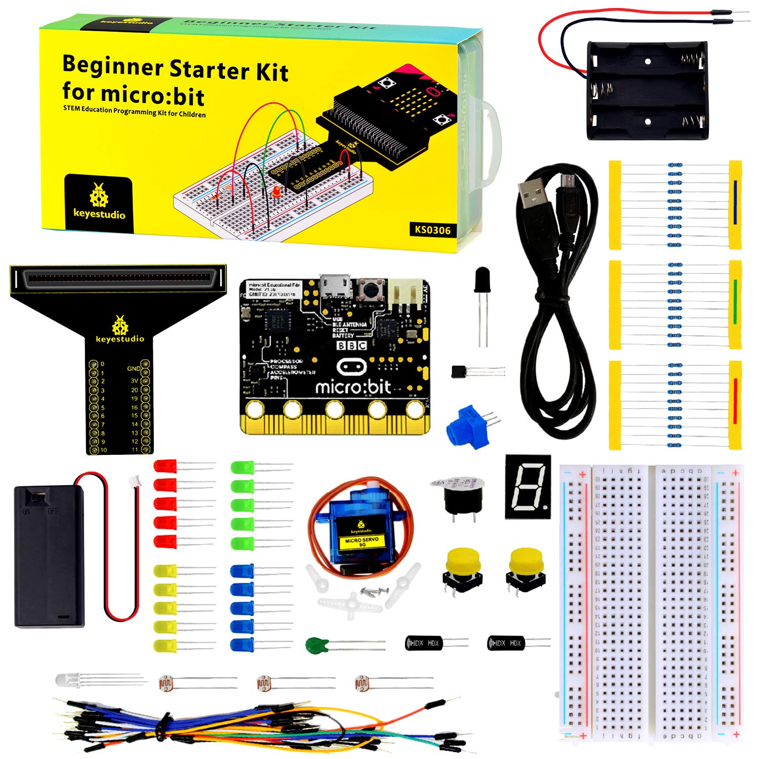 KEYESTUDIO Starter Kit for Arduino IDE and Mixly Block Easy Plug Electronics Kit for Primary Education Sensor Kit