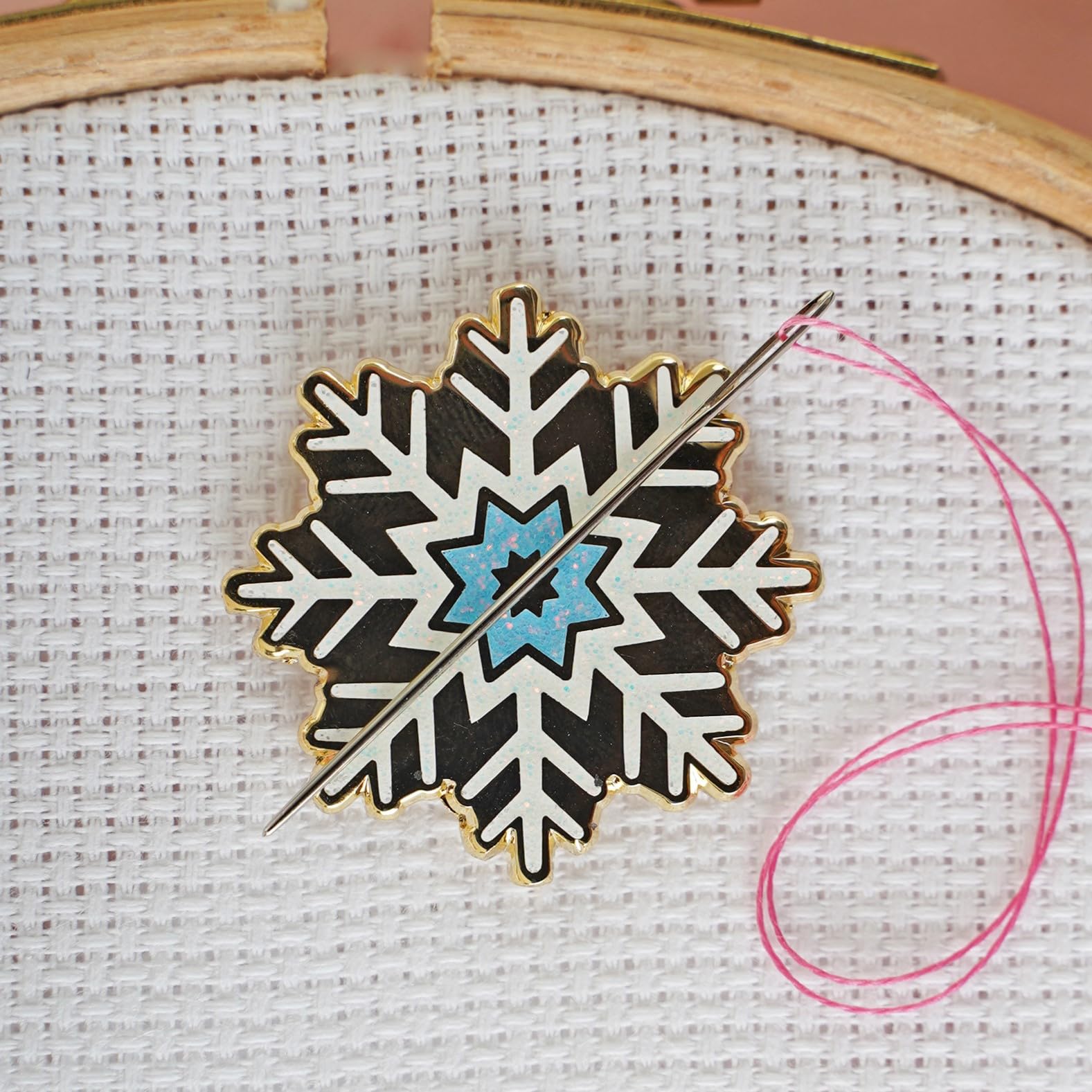 Caterpillar Cross Stitch Glitter Snowflake Magentic Needle Minder from for Cross Stitch, Sewing, Embroidery and Needlework Accessories, Enamel