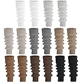 JATEBI 8 Pairs Kawaii Leg Warmers Japanese Style Harajuku Leg Covers Winter Warm Knitted Boot Socks for Women Girls