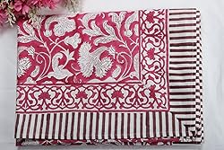 Ridhi -Deep Pruce Red Cotton Tablecloth, Handblock