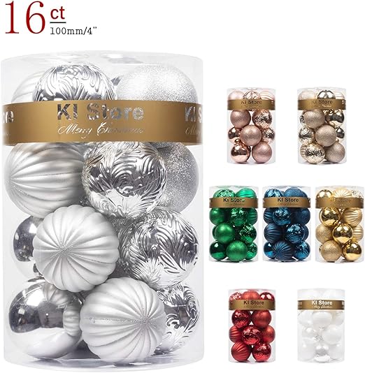 Amazon Com Ki Store Large Christmas Balls Silver 4 Inch