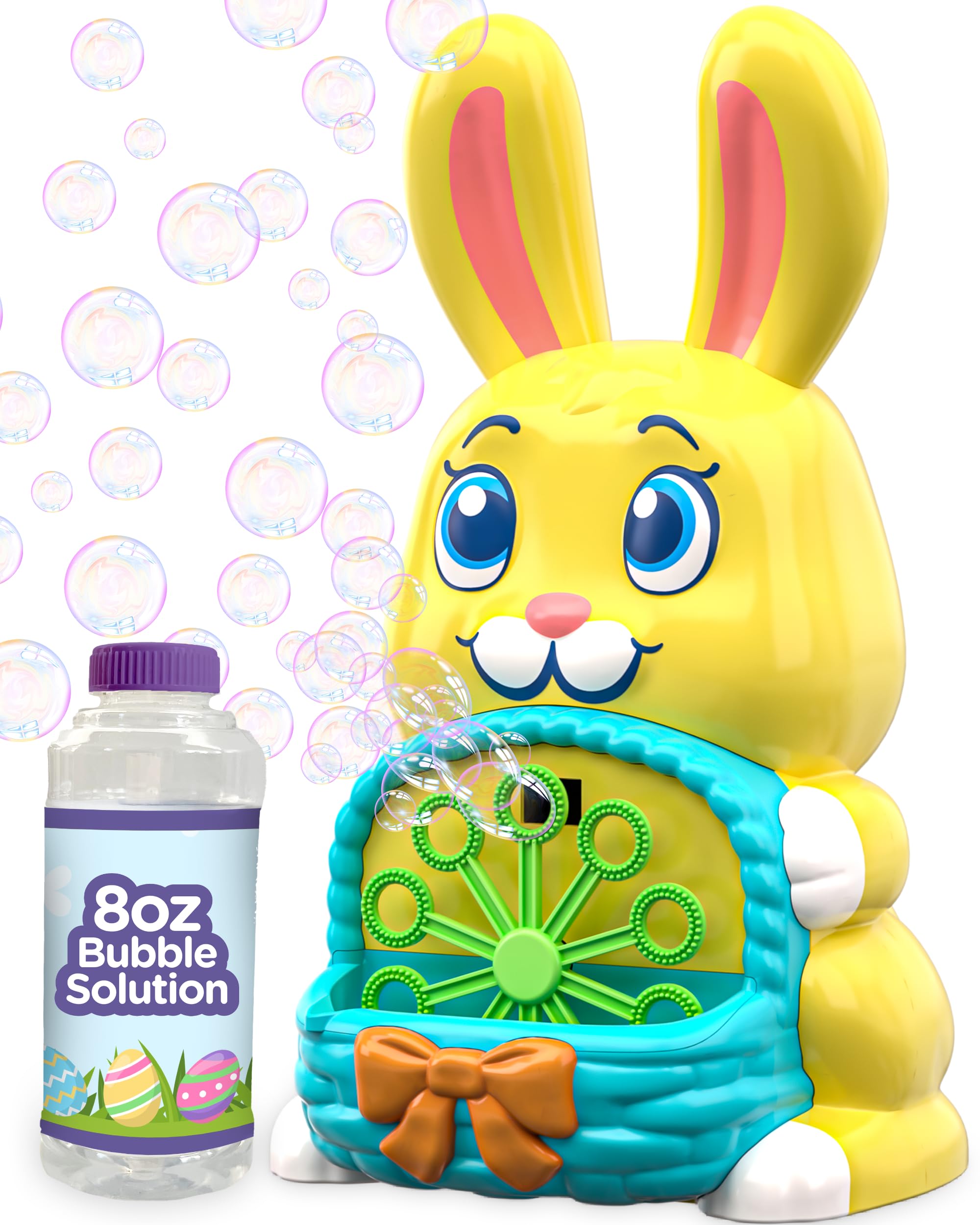 Move2Play, Bunny Bubble Blower | Easter Toy & Gift for Toddlers & Kids | Bubble Machine Toy for Girls & Boys Ages 1-4+ | Indoor/Outdoor Fun | Birthday & Easter Basket Stuffer