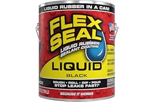 Flex Seal Liquid, Rubber Coating Sealant, Waterproof, Flexible, Breathable, and UV Resistant, Roof Repair, Basements, RV, Campers, Trailers, Marine, EPDM, Masonry, Black, 1 Gallon