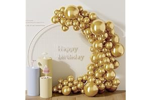 DECOCKRAT 130PCS Metallic Gold Balloons, Latex Balloon Different Sizes 18/12/10/5 Inch, Helium Balloons with Ribbon, Party Balloon for Birthday Wedding Graduation Anniversary Baby Shower Decoration