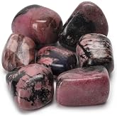 KALIFANO Tumbled Rhodonite Bundle (300+ Carats) - AAA+ Jewelry Grade Reiki Crystal Used for Peace and Clarity - Piedras Caidas for Wicca/Healing - Information Card Included (Family Owned)