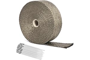 IONCAT Exhaust Heat Wrap Shield, 2" x 50' Fiberglass Heat Wrap for Exhaust Pipes, Header Heat Wrap for Motorcycle and Car, High Temp Exhaust Repair Muffler Wrap Tape with 16 Stainless Zip Ties
