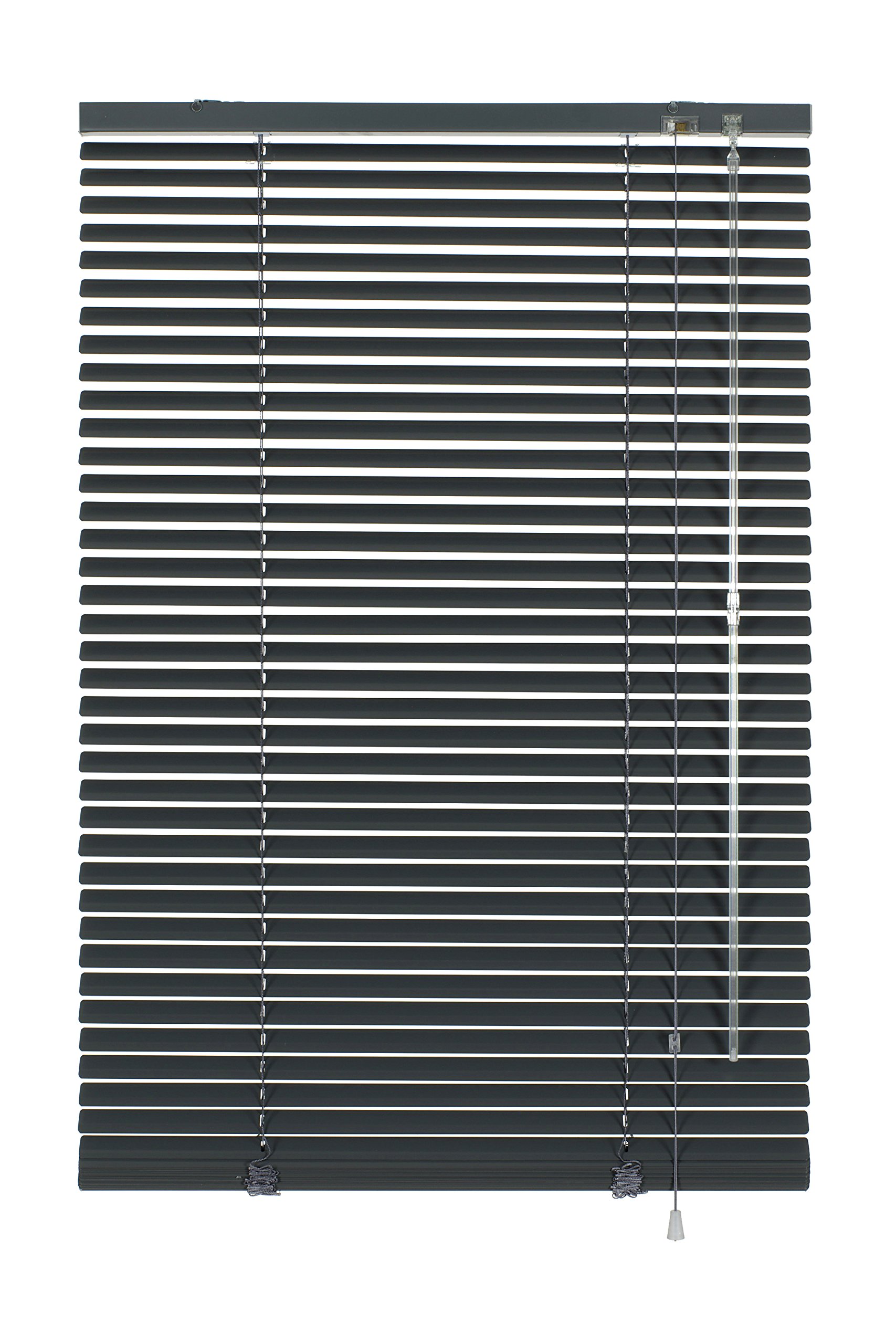 Deco Company Aluminium Venetian Blind, No Drilling, for Clamping, Includes Clamping Brackets, Privacy Screen, Light Protection, Glare Protection, Aluminium Venetian Blind, Slate, 115 x 175 cm