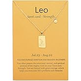 TGOLM 14k Gold Plated Zodiac Sign with Tarot Card Pendant Necklace Birthday Gift for Women