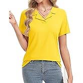 YUCOLEN Womens Polo Shirts V-Neck Lapel Collared UPF 50+ Short Sleeve Tee Business Casual Tops Trendy Summer Work Shirt